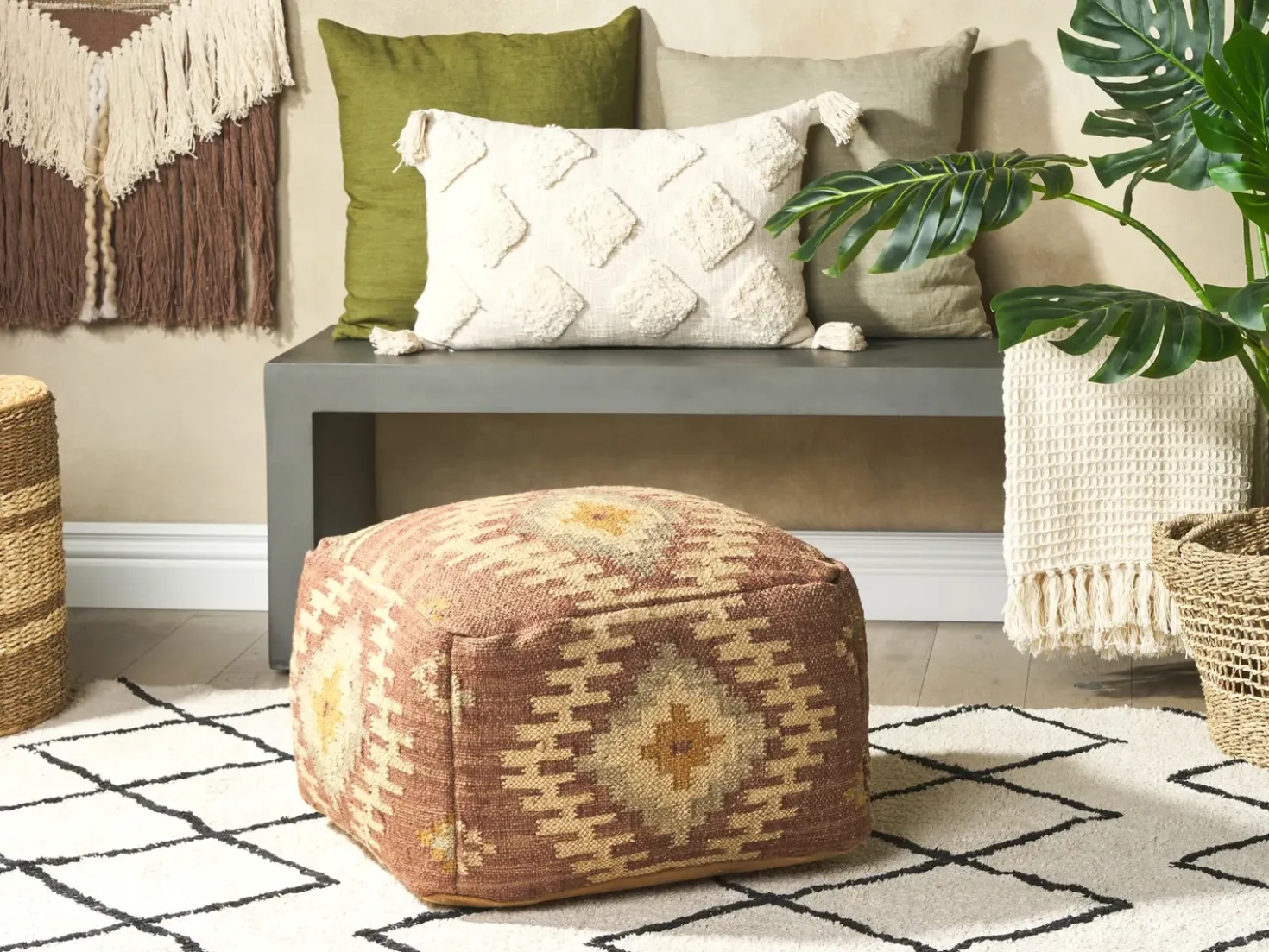 Puf BEEL Jute Multifarvet