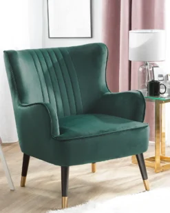 Øreklapstol VARBERG Velour Smaragdgrøn