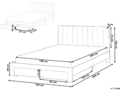 Seng med skuffer til opbevaring LONZAC Velour Beige 180 x 200 cm