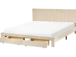 Seng med skuffer til opbevaring LONZAC Velour Beige 180 x 200 cm