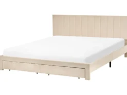 Seng med skuffer til opbevaring LONZAC Velour Beige 180 x 200 cm