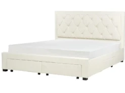 Seng med skuffer til opbevaring LIEVIN Velour Lys Beige 180 x 200 cm