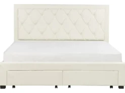 Seng med skuffer til opbevaring LIEVIN Velour Lys Beige 180 x 200 cm