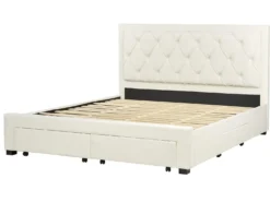 Seng med skuffer til opbevaring LIEVIN Velour Lys Beige 180 x 200 cm