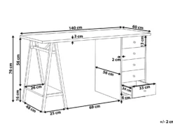 Skrivebord HEBER Brun/hvid 140 cm 60 cm med skuffer