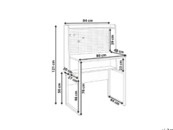 Skrivebord med perforeret tavle BUXTON Mørkebrun 84 cm 48 cm
