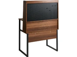 Skrivebord med perforeret tavle BUXTON Mørkebrun 84 cm 48 cm