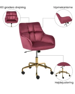Skrivebordsstol PALMDALE Velour Bordeaux