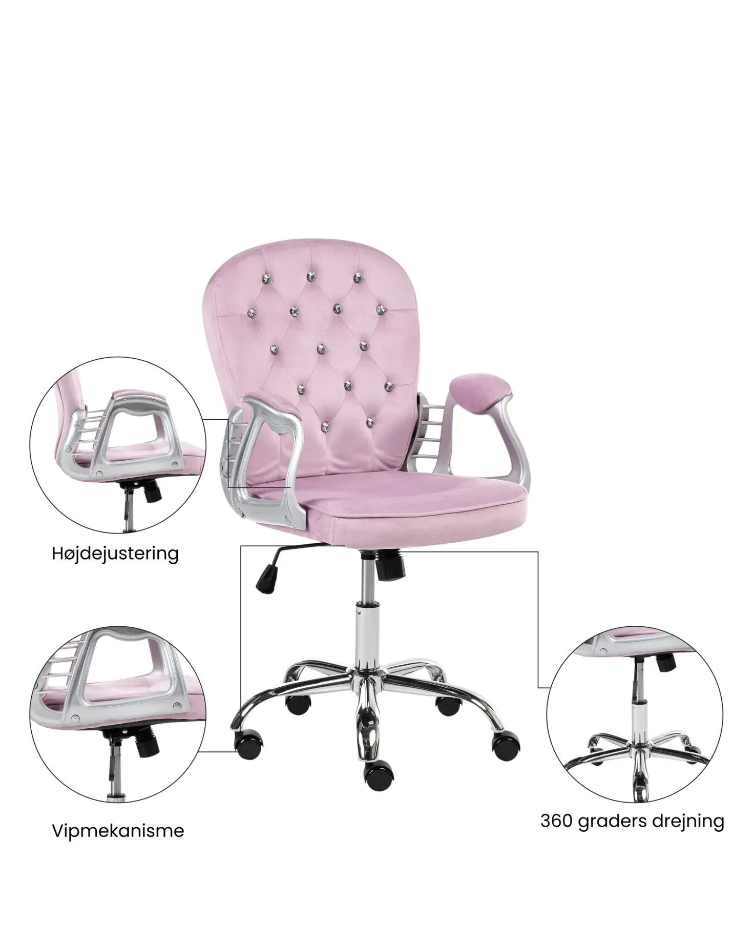 Skrivebordsstol PRINCESS Velour Lysviolet