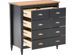 5 skuffers commode SHILLINGTON Fyretræ Sort
