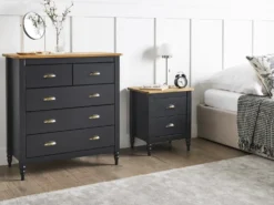 5 skuffers commode SHILLINGTON Fyretræ Sort
