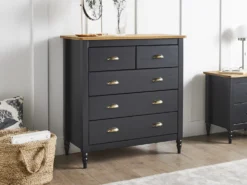 5 skuffers commode SHILLINGTON Fyretræ Sort