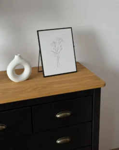 5 skuffers commode SHILLINGTON Fyretræ Sort
