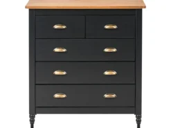 5 skuffers commode SHILLINGTON Fyretræ Sort