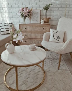 Sofabord CORAL Marmor/guld