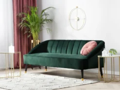 Sofa 3 personers ALSVAG Velour Smaragdgrøn