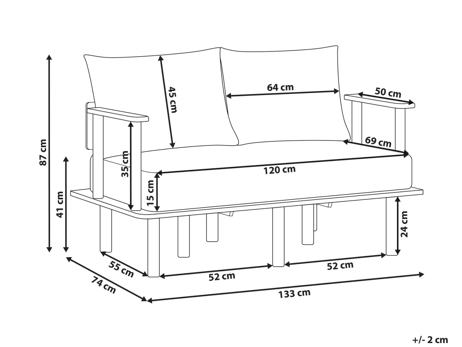 Sofa 2 personers ASKER Sand Beige