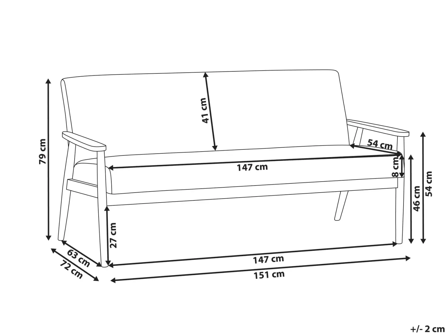Sofa 3 personers ESRUM Mørkebrun/beige