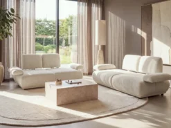 Sofa 2 personers NACKA Boucle Cremehvid