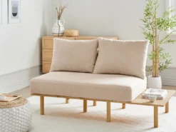 Sofa 2 personers SALO Boucle Beige med sofabord