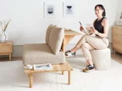 Sofa 2 personers SALO Boucle Beige med sofabord