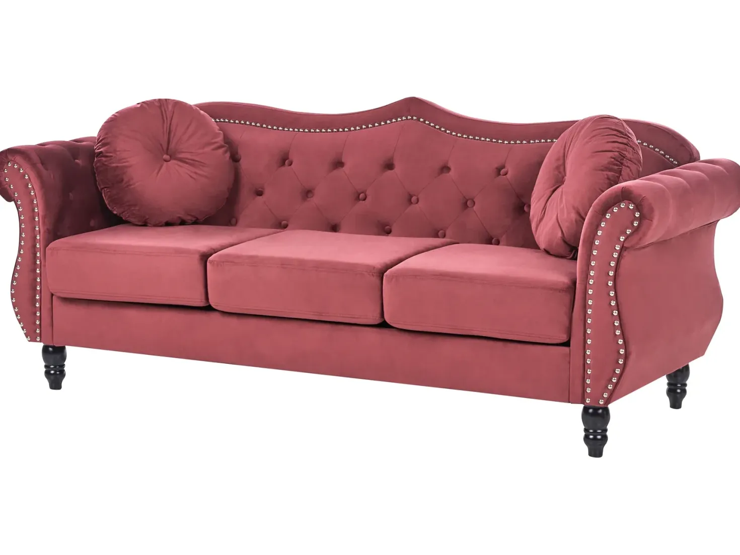 Sofa 3 personers SKIEN Velour Mørkerød