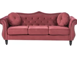 Sofa 3 personers SKIEN Velour Mørkerød