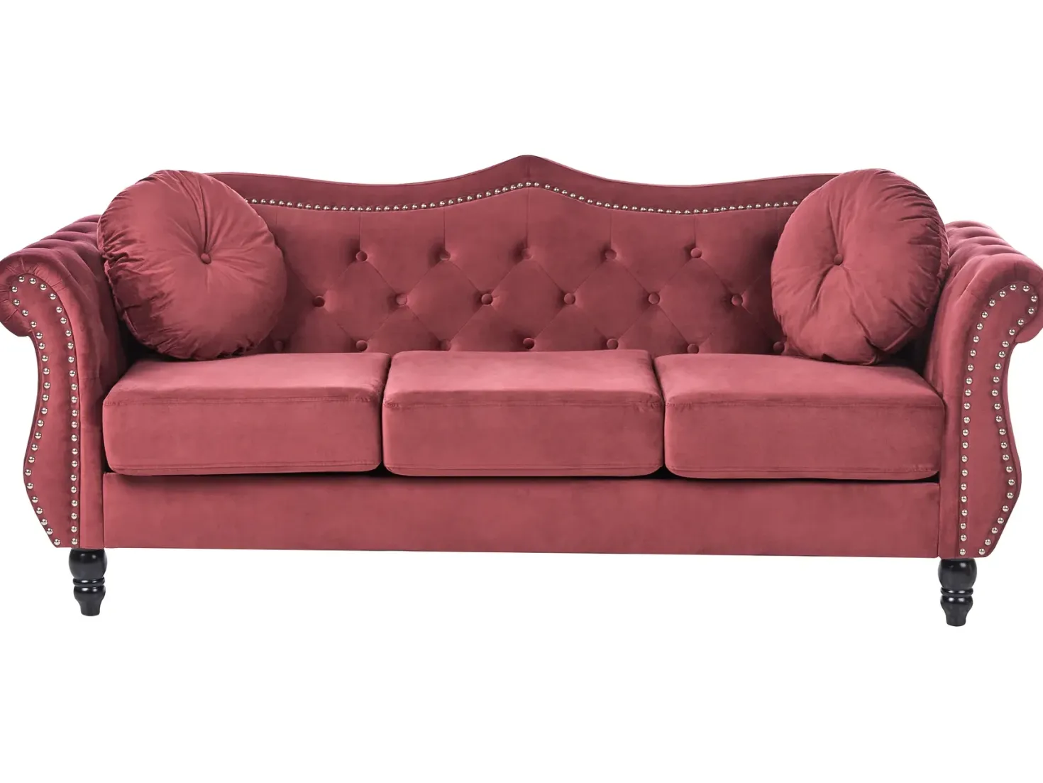 Sofa 3 personers SKIEN Velour Mørkerød