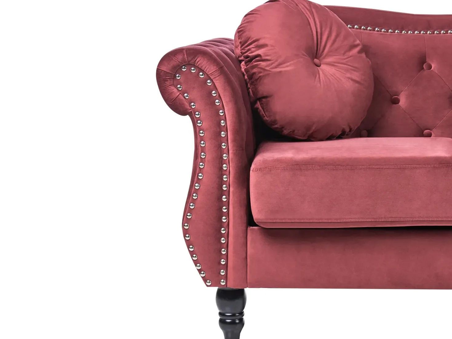 Sofa 3 personers SKIEN Velour Mørkerød