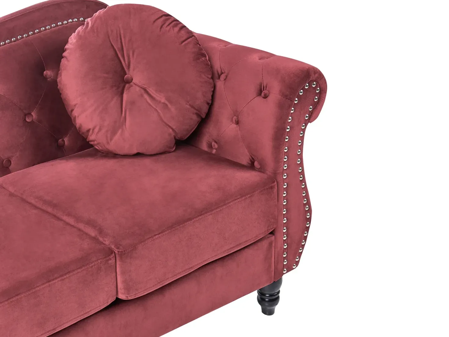 Sofa 3 personers SKIEN Velour Mørkerød
