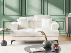 Sofa 2 personers SKIVE Boucle Hvid