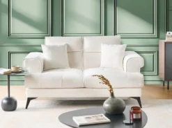 Sofa 2 personers SKIVE Boucle Hvid