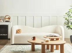 Sofa 3 personers VELTADA Velour Cremehvid