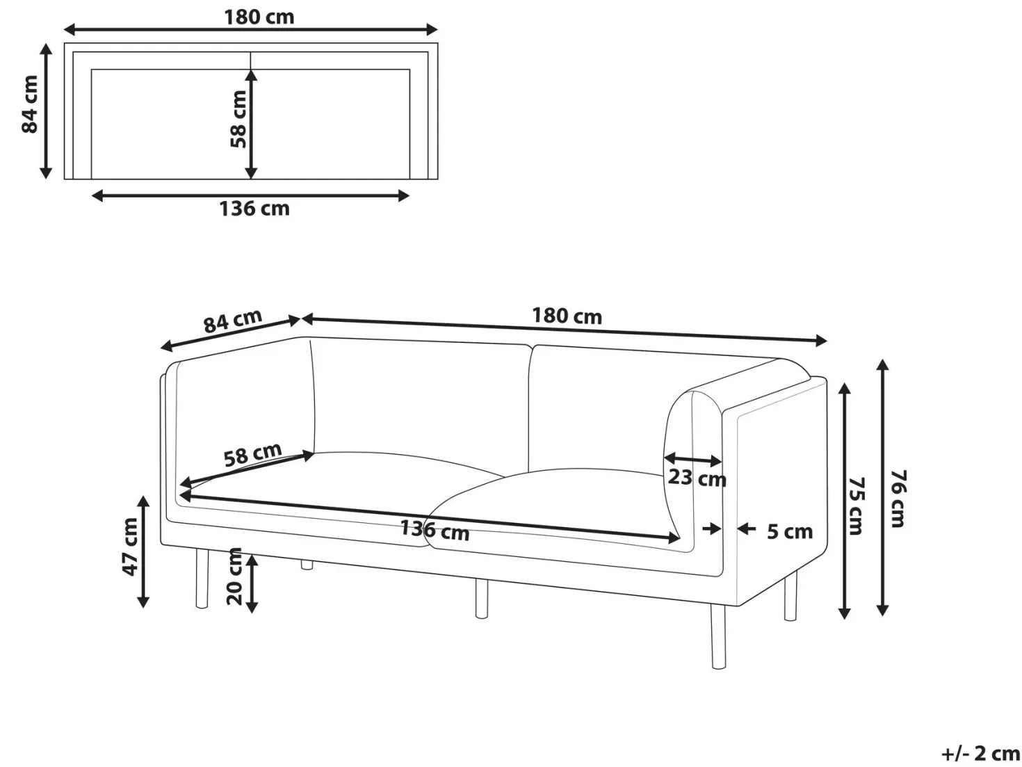 Sofa 2 personers VORGOD Boucle Cremehvid
