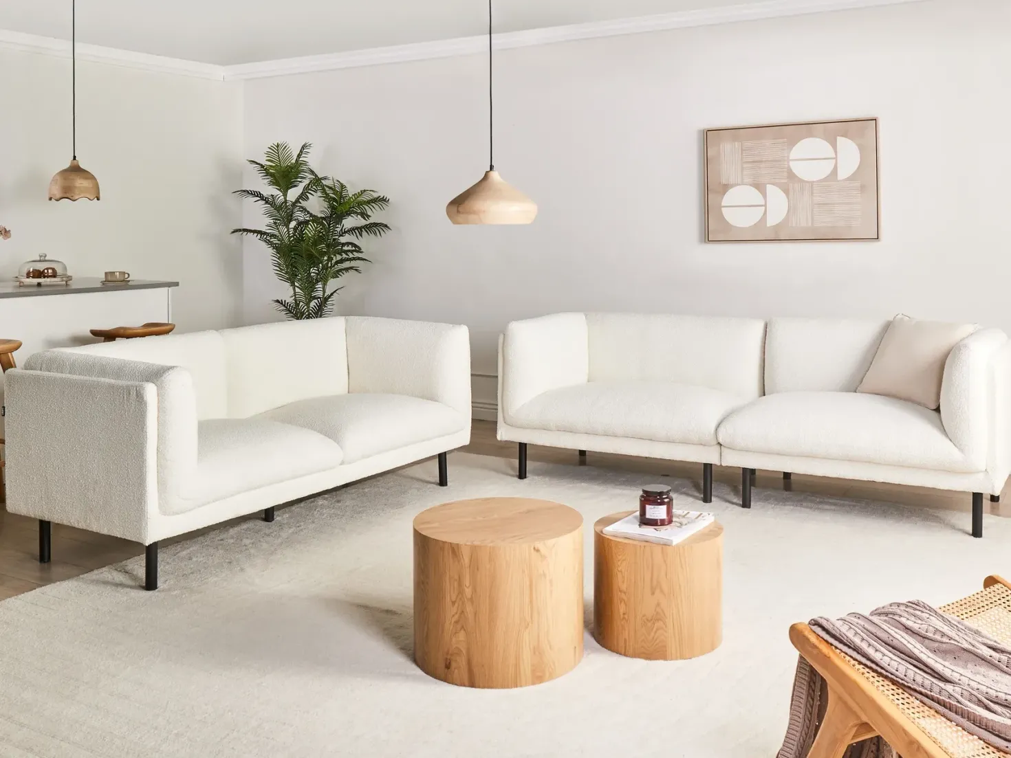 Sofa 2 personers VORGOD Boucle Cremehvid