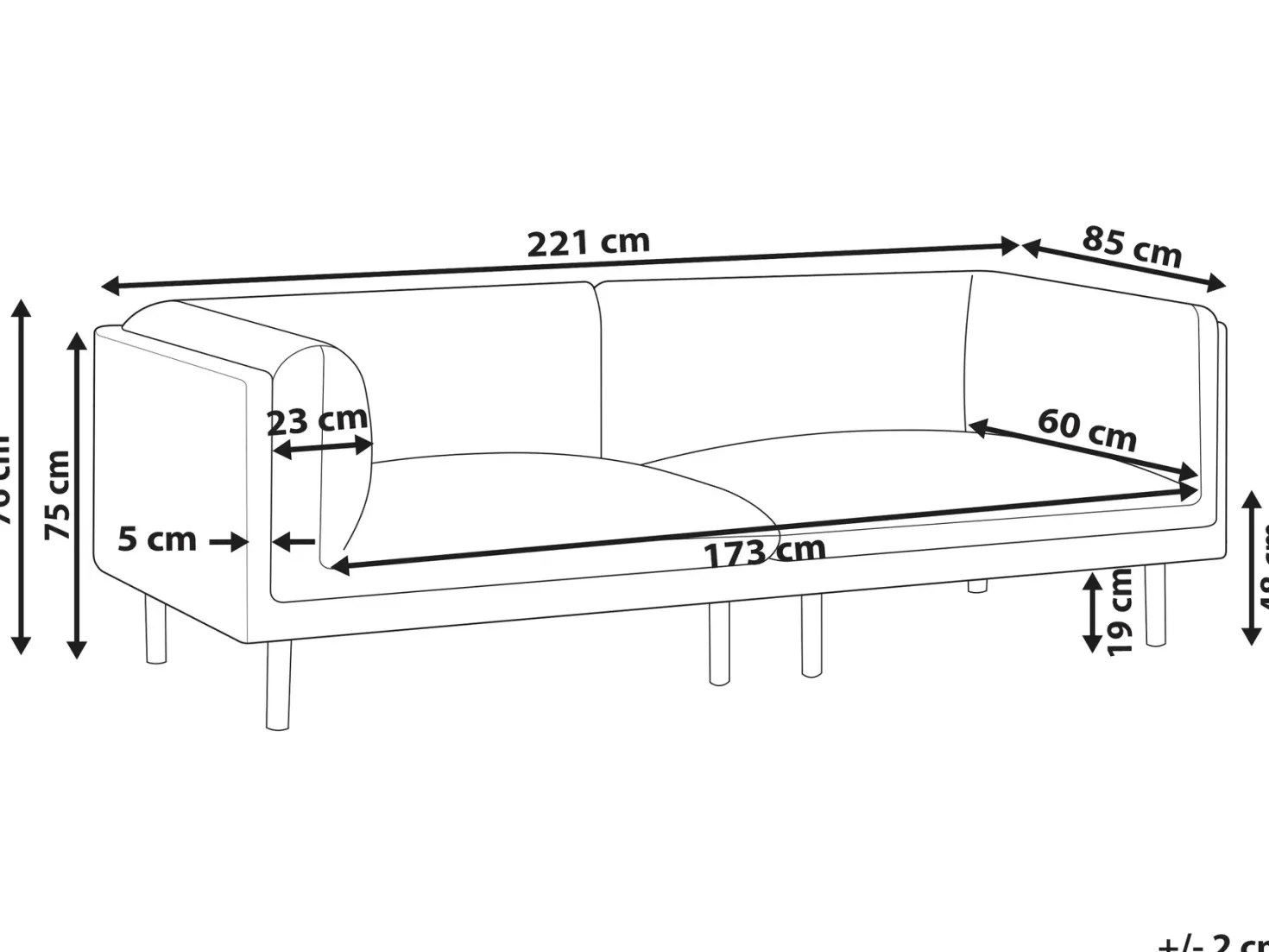 Sofa 3 personers VORGOD Sort
