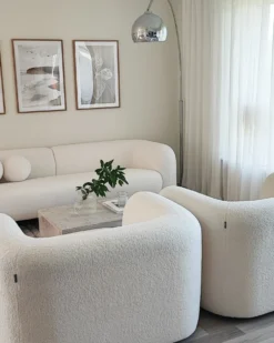 Sofasæt 4 personers LEIREN Boucle Hvid