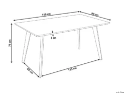 Spisebord DORCAS Sort 150 cm 90 cm