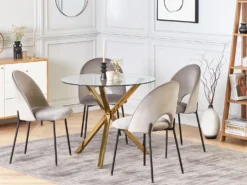 Spisebord SAVONI Guld 90 cm 90 cm Hærdet glas