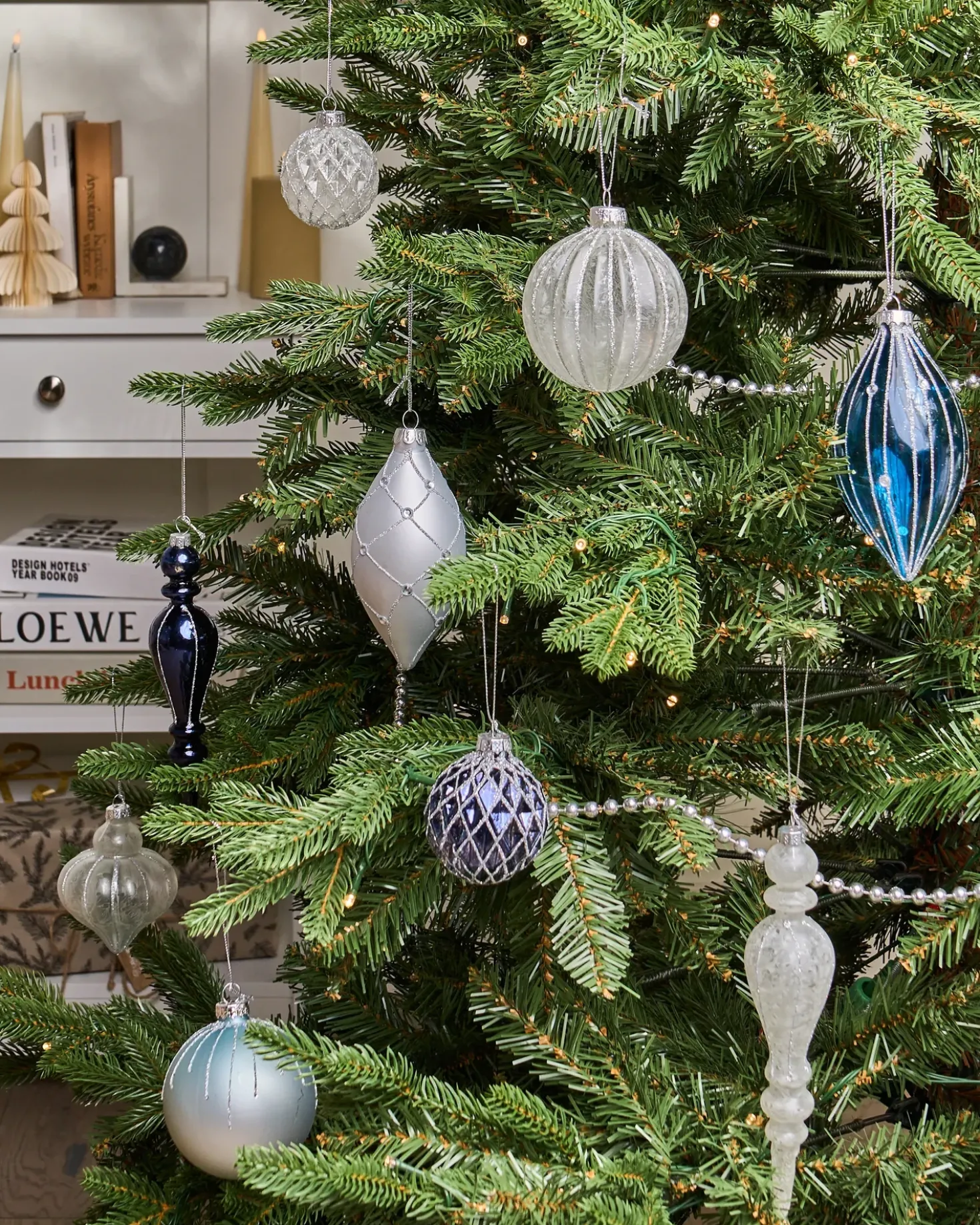 Sæt af 35 julekugler SNOWFALL Glas Blå