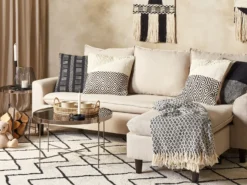 Sæt af 2 pyntepuder CALANTHE Bomuld 45 x 45 cm Beige Geometrisk mønster