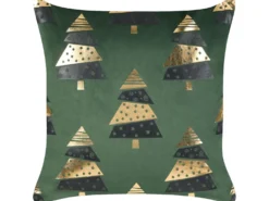 Sæt af 2 pyntepuder GOLDSPRUCE Velour 45 x 45 cm Grøn Julemønster