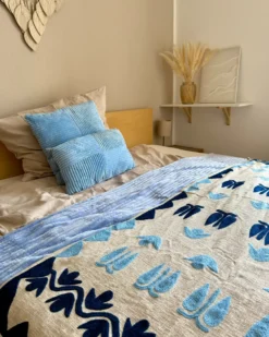 Sæt af 2 pyntepuder MILLET Fløjl 43 x 43 cm Blå Geometrisk mønster