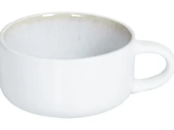 Sæt med 4 kopper med underkopper SESAME Stentøj Cremehvid