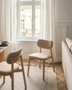 Sæt med 2 spisebordsstole MILLS Boucle Lysebrun/beige