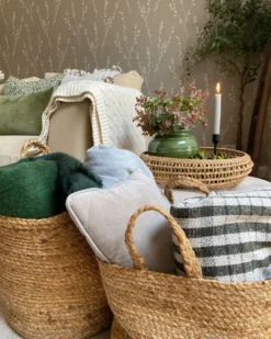 Sæt af 2 kurve KAELLA Jute Sand Beige