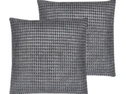 Sæt af 2 pyntepuder ASPIDISTRA Velour 45 x 45 cm Grå Geometrisk mønster