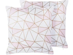 Sæt af 2 pyntepuder CLARKIA Bomuld 45 x 45 cm Lyserød Geometrisk mønster