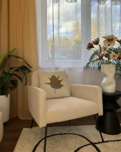 Sæt af 2 pyntepuder DAVALLIA 45 x 45 cm Beige Plante mønster