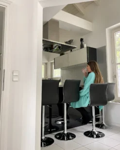 Sæt med 2 barstole LUCERNE Kunstlæder Sort